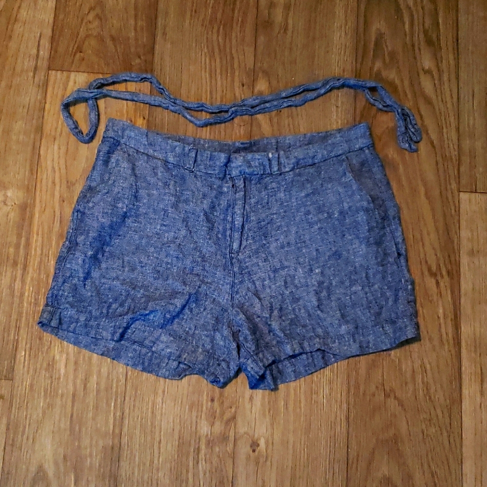 Linen blue short with matching belt